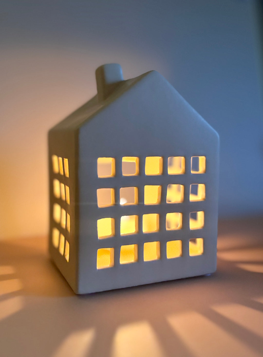 Pack Casita Beige + 4 Velitas / Coffret Maison Porte-Bougies Chauffe-Plat + 4 Petites Bougies